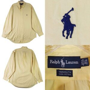 Polo Ralph Lauren Shirt Oxford Button Down LS Mens Size 16.5 XL Yellow Yarmouth